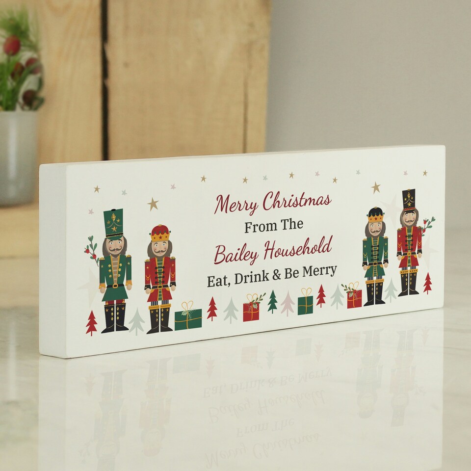 image 1 of Personalised Christmas Nutcracker Wooden Mantel Decoration