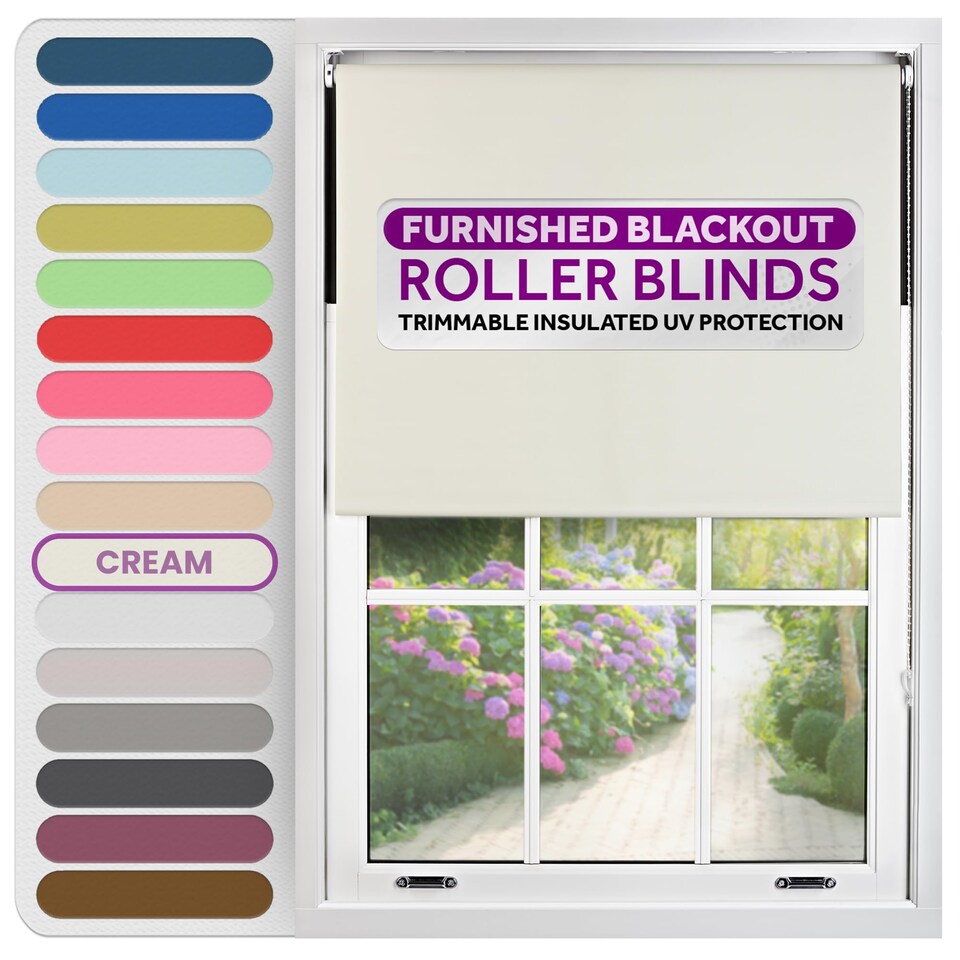 image 1 of Blackout Roller Blind 125cm Wide x 210cm Long | Cream | Cream