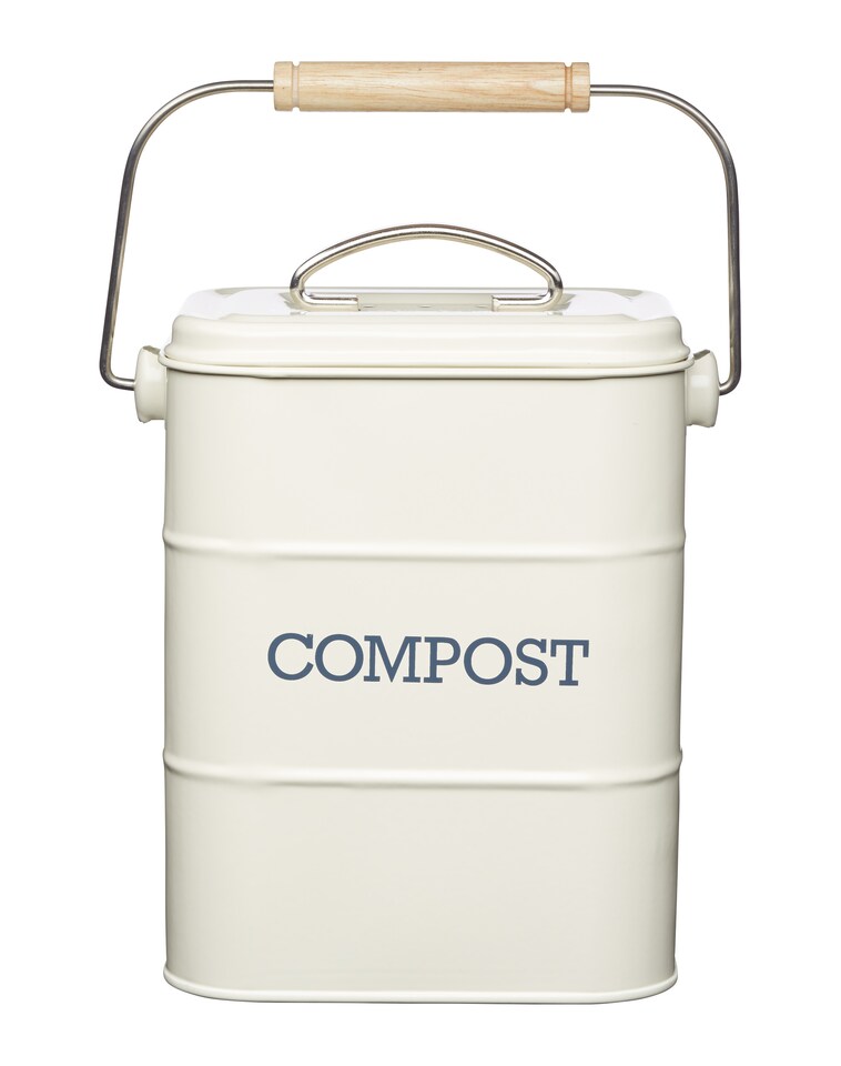 image 1 of KitchenCraft Compost Bin Cream Metal 3L