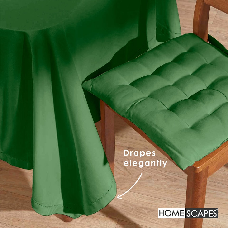 image 1 of Homescapes Plain Cotton Dark Green Tablecloth - 137 x 137 cm | Green | 137cm x 137cm (54" x 54")