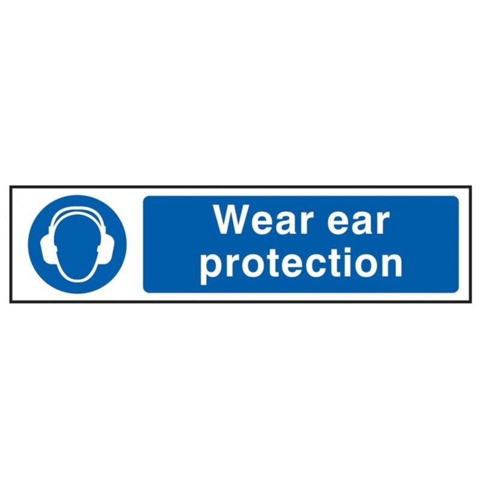 Scan Wear Ear Protection - Pvc Sign 200 X 50mm - Multi Colour - 200 x 50mm