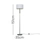 image 2 of ValueLights Eleanor Silver Chrome & Clear Acrylic Ball Floor Lamp with a White Drum Shade & LED Bulb