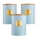 image 3 of Cooks Professional 5 Piece Ribbed Tea Coffee Sugar Bread & Biscuit Cannisters with Labels | Blue | Blue & Gold