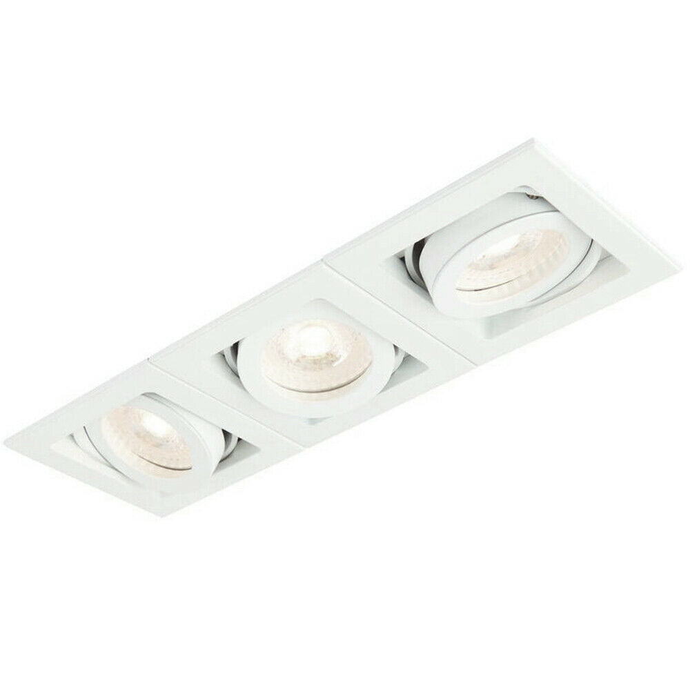 Loops Triple Square Adjustable Head Ceiling Spotlight White GU10 50W Box Downlight