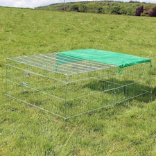 Actiaspet - Metal Run for Rabbit/Guinea Pig/Chicken/Duck/Ferret/Dog/Cat Pet Enclosure with Roof Sunshade (Grey, XLarge)