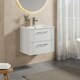 image 4 of Retro 2 Drawer Wall Hung Vanity Unit with Minimalist 1 Tap Hole Ceramic Basin - 600mm - Satin White - Balterley White