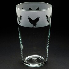 Animo Glass Etched Pint Glass Cockerel