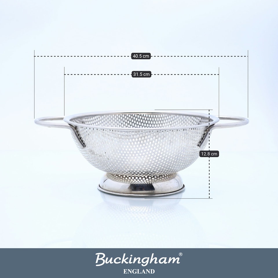 image 1 of Buckingham Stainless Steel Micro-perforated Deep Colander / Strainer 31.5 cm