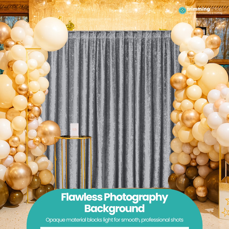 image 1 of 3x3m Crushed Velvet Backdrop, 8cm Rod Pocket Photography Background