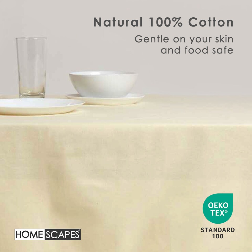 image 1 of Homescapes Cream Tablecloth - 178 x 300 cm | Cream | 178cm x 300cm (70" x 120")
