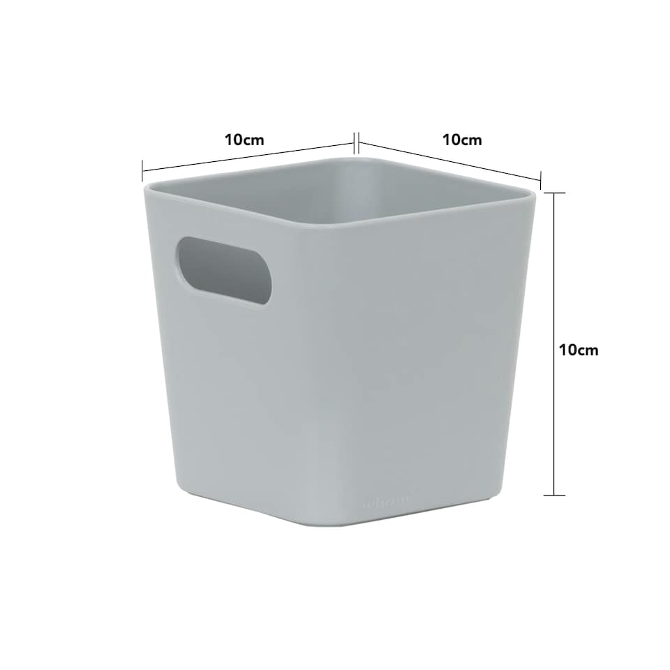 image 1 of Wham Studio 5 x 720ml Square Plastic Storage Baskets Grey