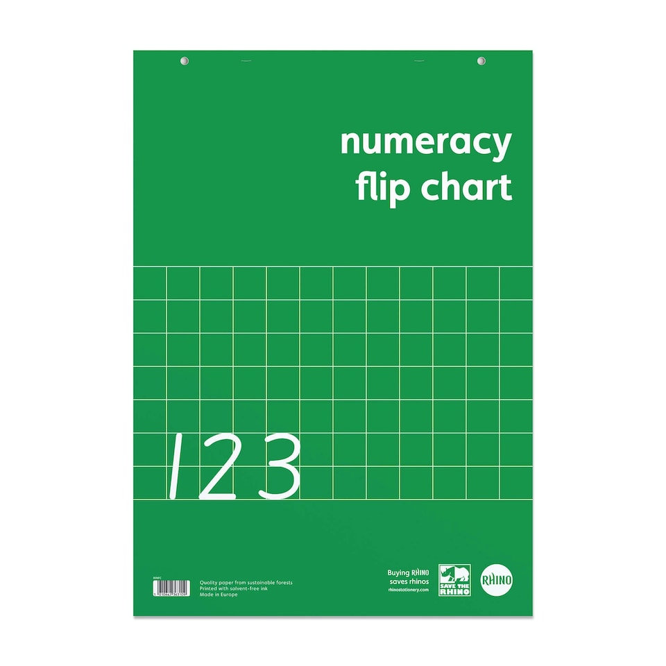 image 1 of Rhino A1 30 Leaf 50mm Squared with Plain Reverse Educational Numeracy Flip Chart Pad