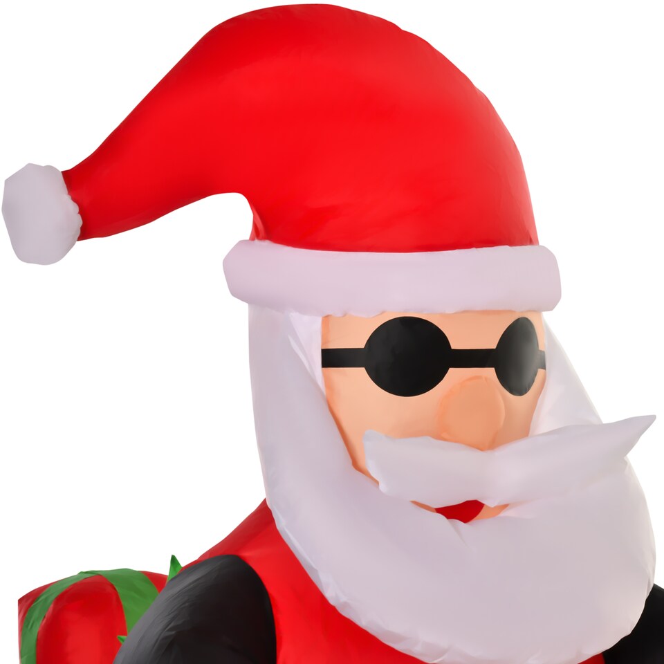 image 1 of HOMCOM 5.5ft Light-Up Inflatable Santa Claus Riding a Bike Decoration for Lawn