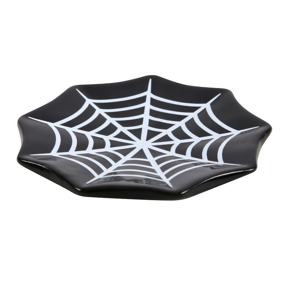 image 1 of Something Different Spider Web Trinket Dish - Black/White - One Size