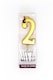 image 2 of Gold 2 Number Candle | Gold