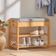 image 4 of SoBuy FSR49-N,Compact Bamboo Shoe Storage Bench with Cushion and Drawer
