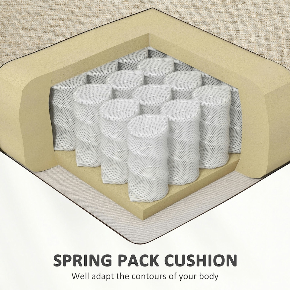 image 1 of HOMCOM Modern 3 Seater Sofa, Linen Fabric Sofa Couch Living Room Beige White