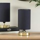 image 3 of ValueLights Francis Gold Touch Table Lamps Navy Shade & Bulb | Gold