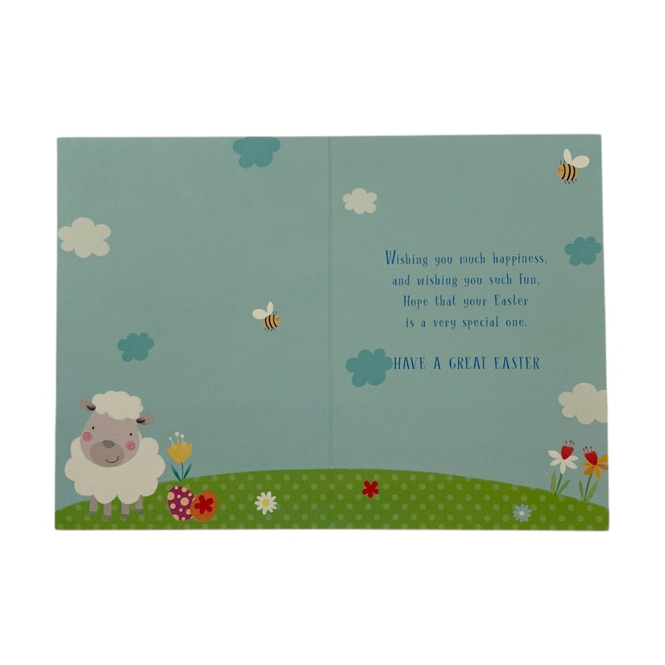 image 1 of Cute Lamb with Bees Design Open Easter Card
