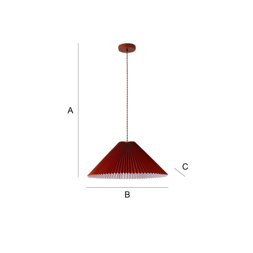 image 1 of ValueLights Akira Burnt Orange Paper Pleated Single Drop Ceiling Pendant Light with LED Bulb