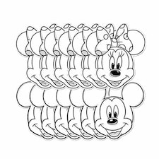 Mickey and Minnie Colour-in Cardboard Face Masks - Pack of 12