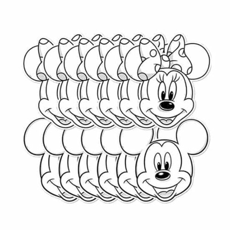 Mickey and Minnie Colour-in Cardboard Face Masks - Pack of 12