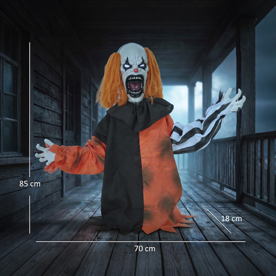 image 1 of HOMCOM Animated Halloween Clown with Face Changing Animatronics