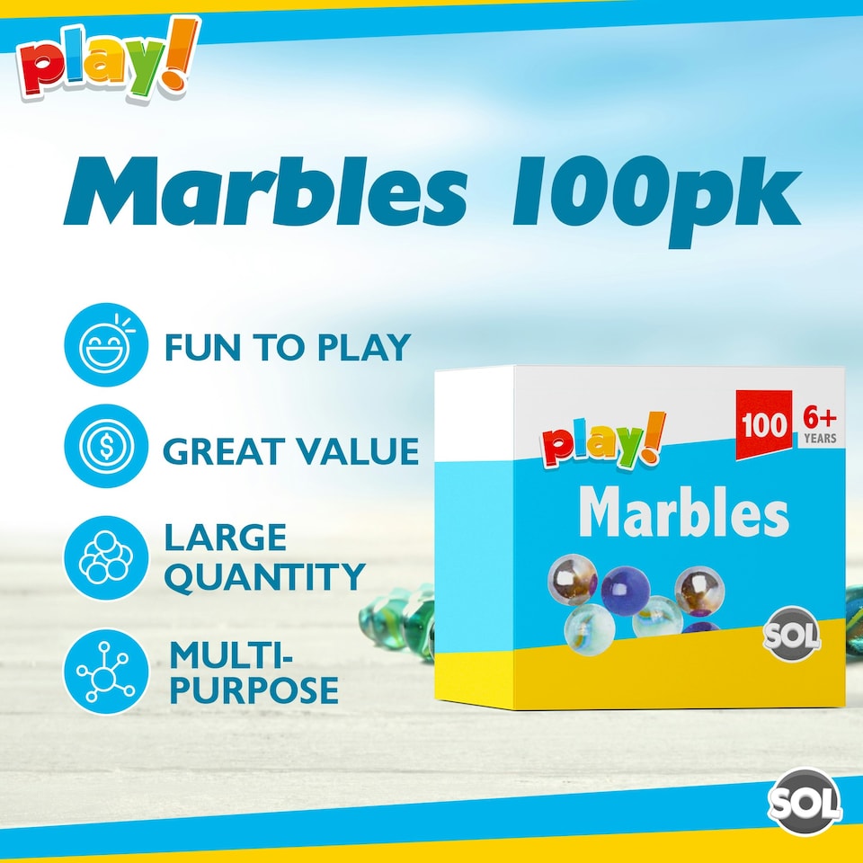 image 1 of SOL 100pk Marbles for Kids, Traditional Glass Marbles in Assorted Colours
