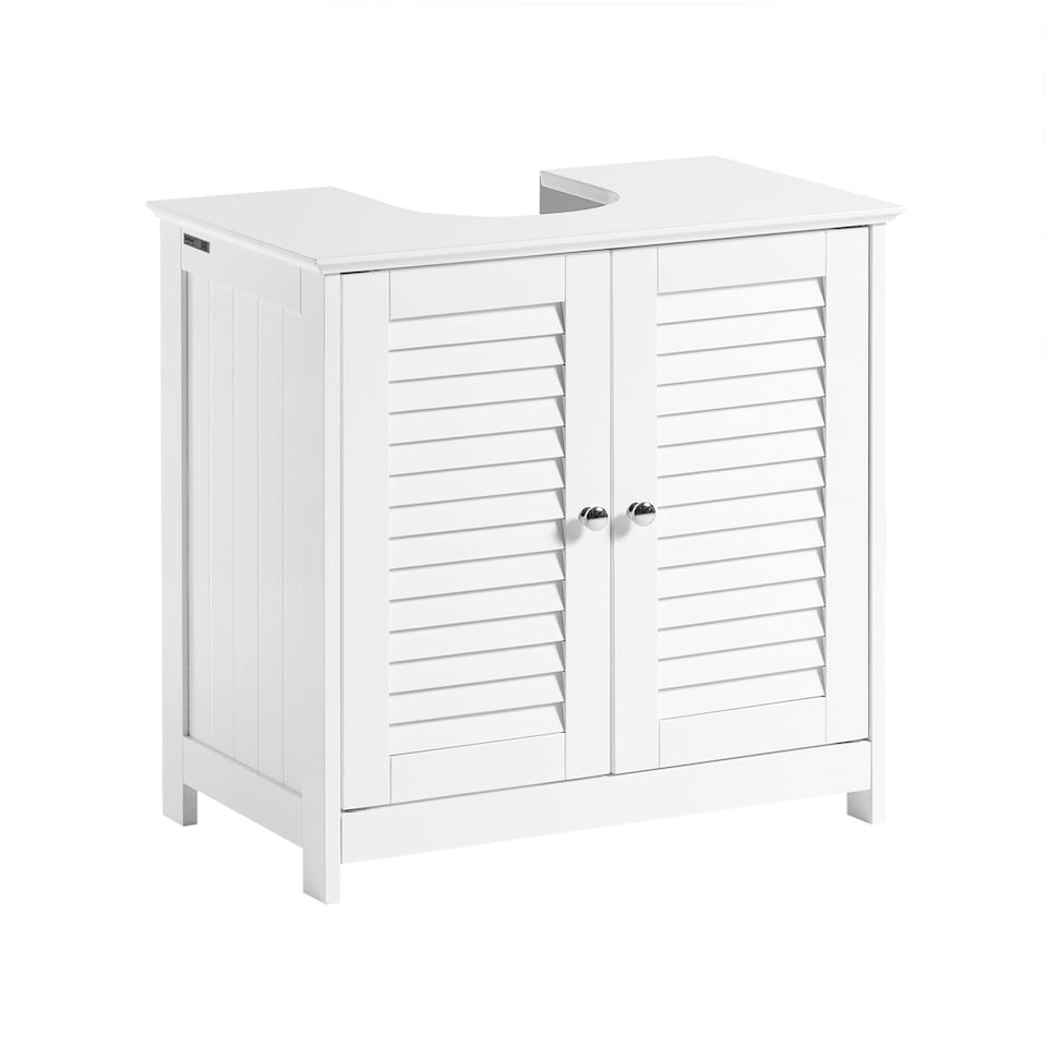 image 1 of SoBuy FRG237-II-W,Under Sink Bathroom Cabinet with Adjustable Shelves | White | White | 1