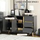 image 3 of HOMCOM Sideboard Kitchen Cupboard w/ Adjustable Shelves, Double Doors Dark Grey Grey | Wood-effect accents