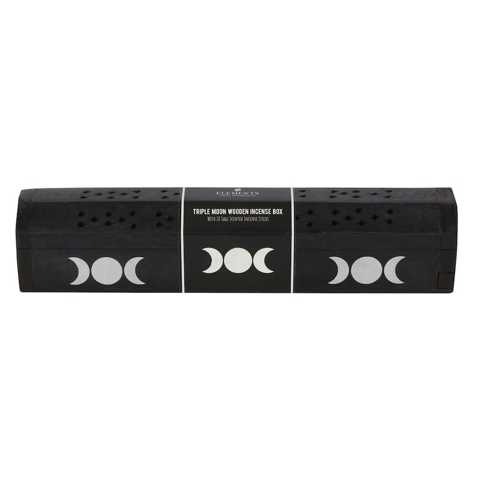 image 1 of Elements Sage Triple Moon Wooden Incense Gift Set - Black/White - One Size