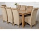 image 2 of Oslo 180 x 90 cm Large Oak Dining Table and 8 Montana Fabric Chairs | Brown | Beige
