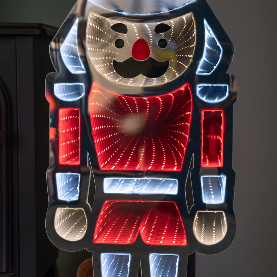 image 1 of 74cm Infinity Light up Standing Nutcracker Christmas Decoration with Red & White LEDs on Metal Base