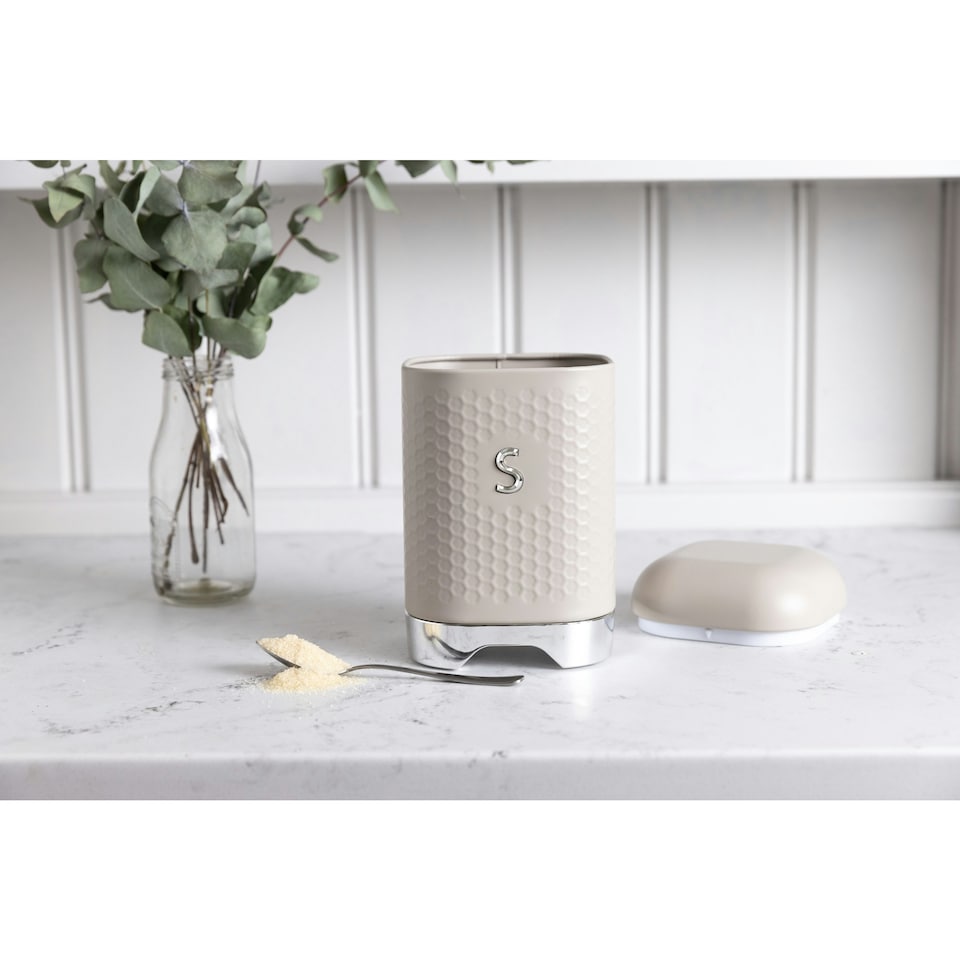 image 1 of Lovello Sugar Canister Green Textured 11x11cm
