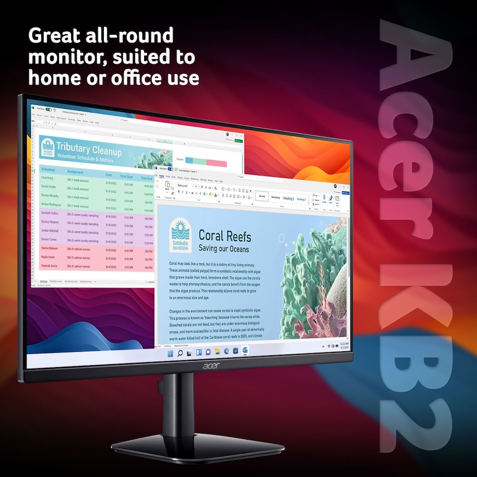 image 1 of Acer KB242YP0bi 24-Inch Full HD 144Hz Freesync ZeroFrame Design Monitor with Speakers