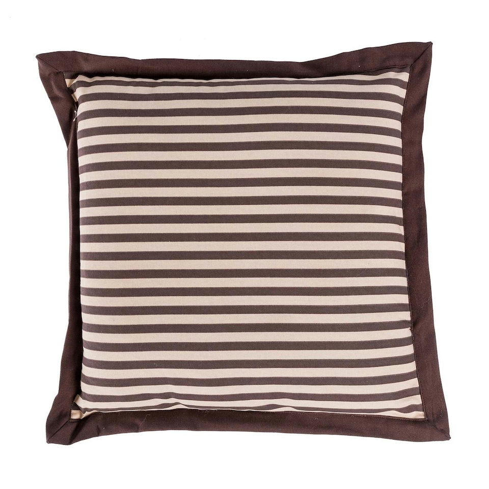 image 1 of Homescapes Chocolate and Beige Striped Seat Pad Brown