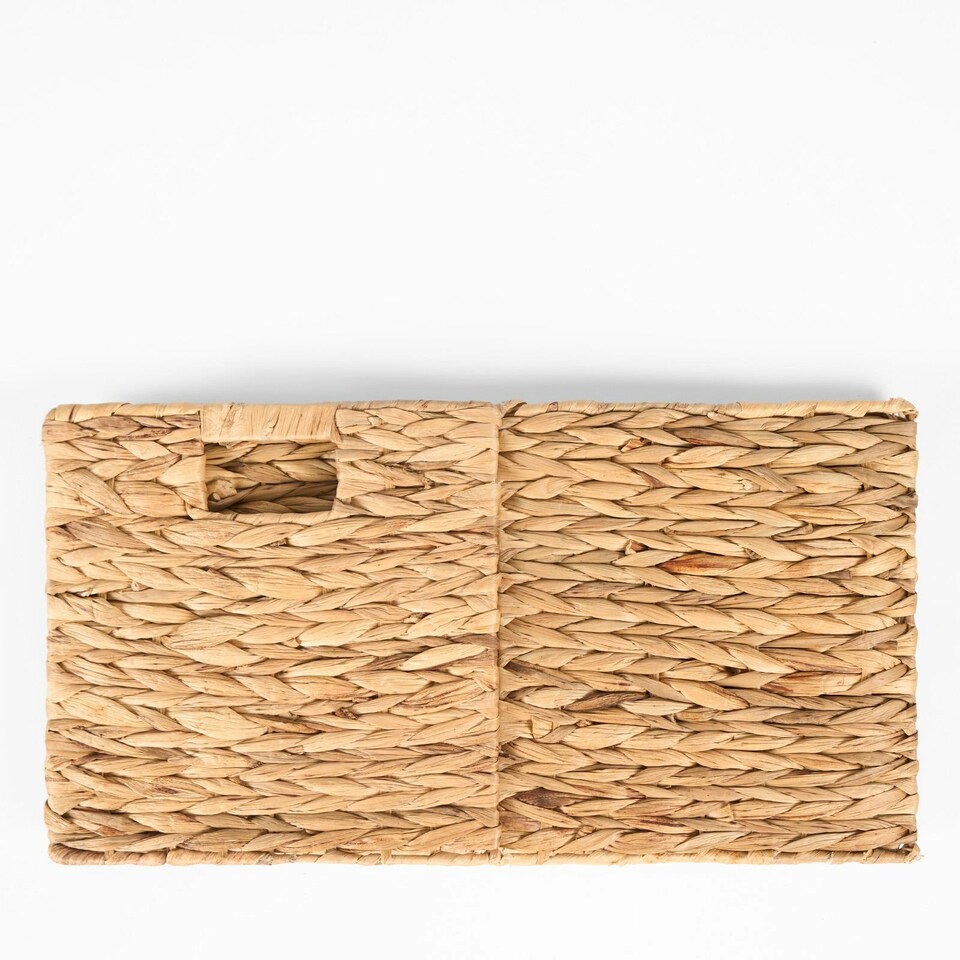 image 1 of OHS Foldable Paper Rope Woven Wicker Storage Organiser Box Cube, 27x27cm - Natural