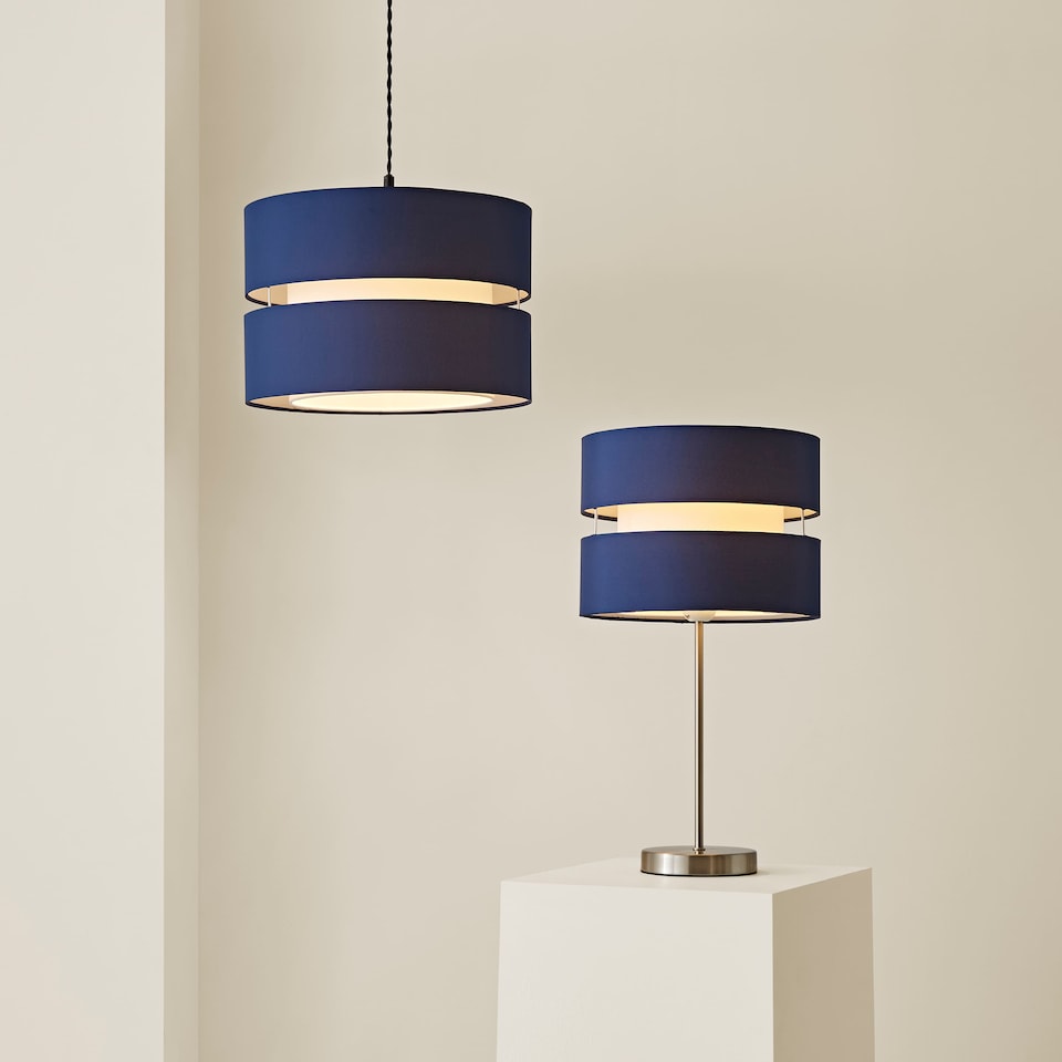 image 1 of ValueLights Sophia Large Navy 2 Tier Ceiling Light Shade and Bulb