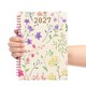 image 2 of 2027 Diary A5 Week to View - Spiral Bound Hardback Wiro Planner, January to December 2027 - Weekly Organiser with Durable Cover (Flowers)