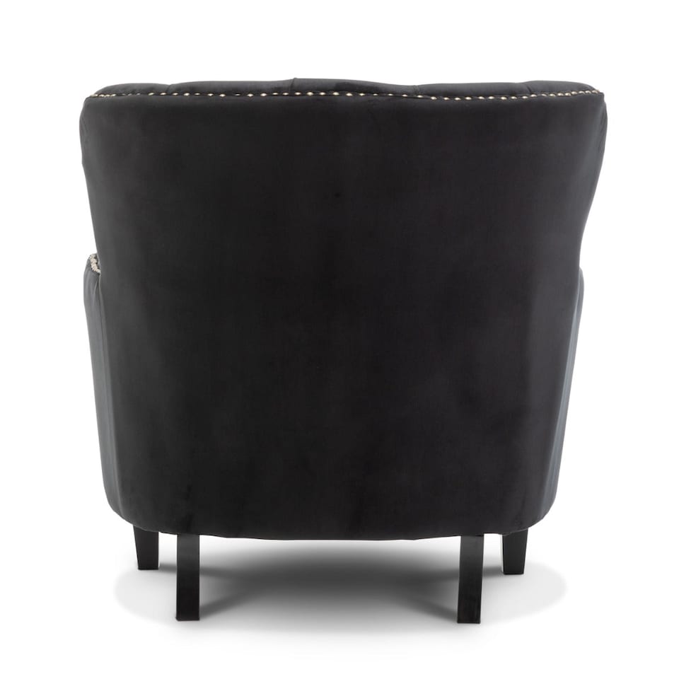 image 1 of Velvet Black Buttoned Ava Accent Chair
