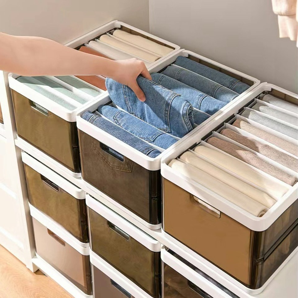 image 1 of Living and Home Clothes Storage Box with Dividers - 40*25*20cm Black