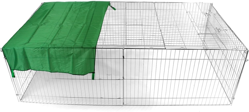 image 1 of Actiaspet - Metal Run for Rabbit/Guinea Pig/Chicken/Duck/Ferret/Dog/Cat Pet Enclosure with Roof Sunshade (Grey, XLarge)