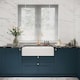 image 2 of 895mm - Double Bowl Fireclay Butler Kitchen Sink - Stepped Weir, Tap Hole & Waste