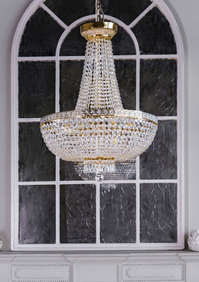 image 1 of Bella Grand Chandelier Gold & Crystal, 8 Light, E14