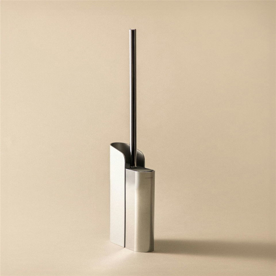 image 1 of Cosmic Dual Toilet Brush Holder with Durable Silicone for Bathroom, Light Grey