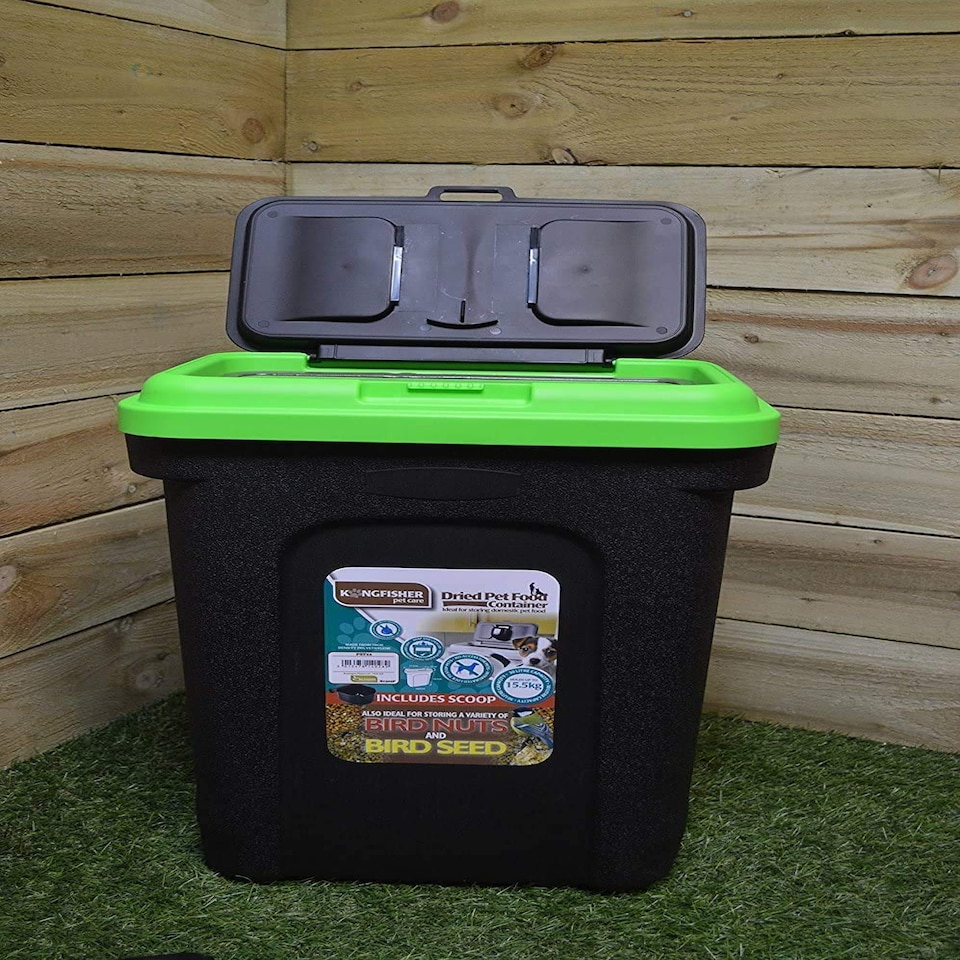 image 1 of 30 Litre Plastic Cat / Dog / Pet or Bird Food Storage Tub / Container | Black | Black