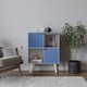 image 2 of Grey 4-Cube Storage Unit with 2 Wooden Doors and Legs | Blue | Blue & Pine | 1