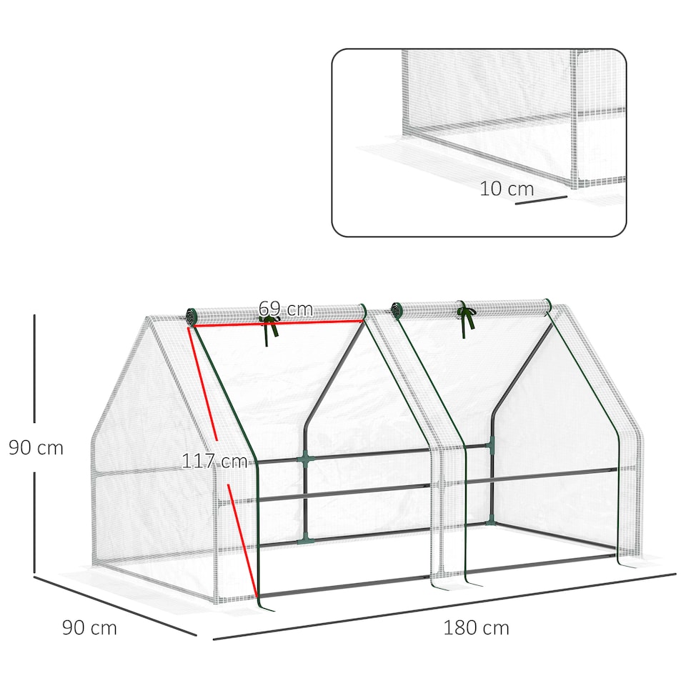 image 1 of Outsunny Mini Small Greenhouse with Steel Frame & PE Cover & Window