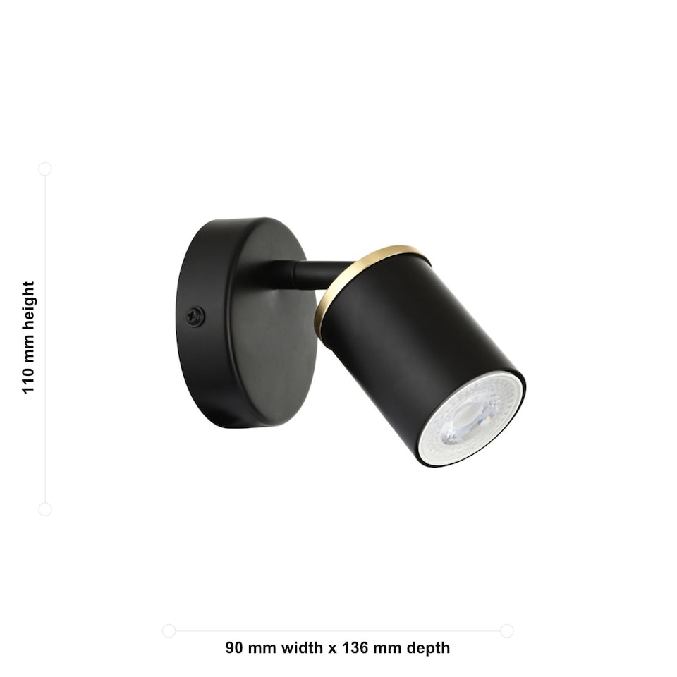 image 1 of Set of 2 Larbert - Black Adjustable Wall or Ceiling Spotlight