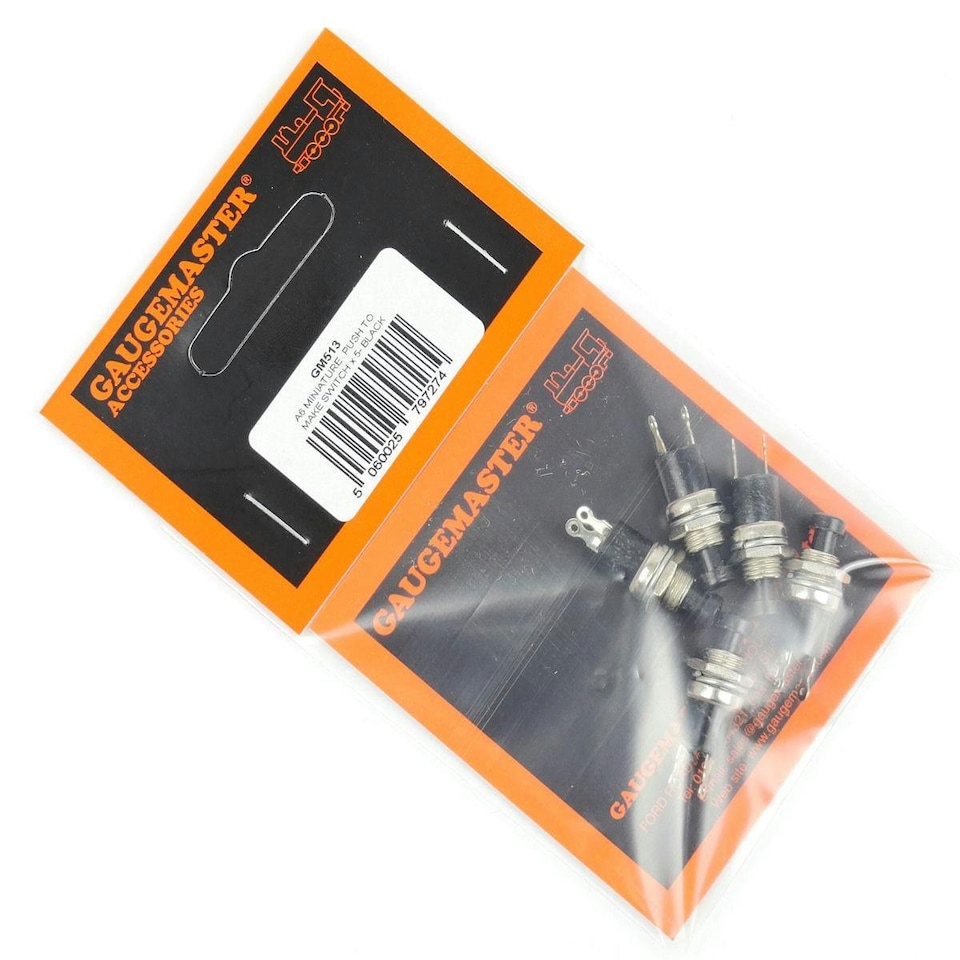 image 1 of Gaugemaster Electric Black Push to Make Switches (5)